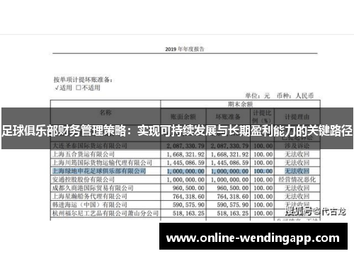 足球俱乐部财务管理策略：实现可持续发展与长期盈利能力的关键路径