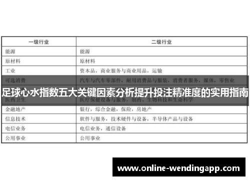 足球心水指数五大关键因素分析提升投注精准度的实用指南